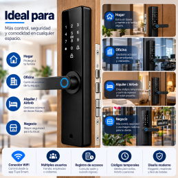 Cerradura Inteligente WiFi PST-Z17 TY | Huella Digital, Tarjeta, App Tuya, Teclado y Llave Mecánica
