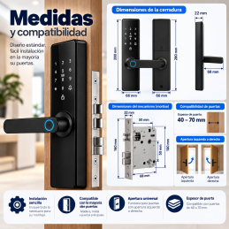 Cerradura Inteligente WiFi PST-Z17 TY | Huella Digital, Tarjeta, App Tuya, Teclado y Llave Mecánica