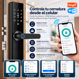 Cerradura Inteligente WiFi PST-Z17 TY | Huella Digital, Tarjeta, App Tuya, Teclado y Llave Mecánica